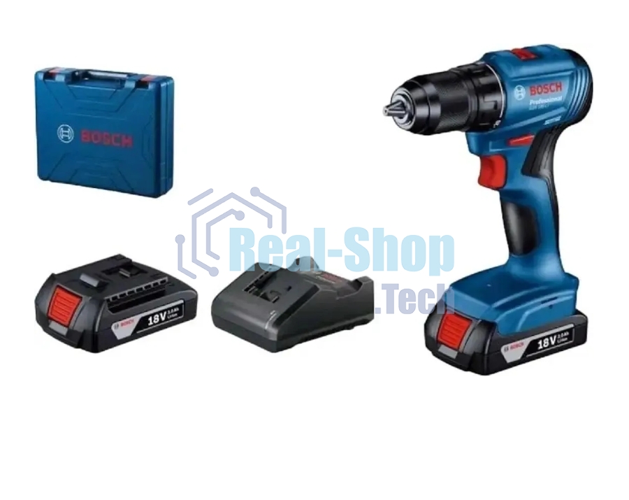 Дрель-шуруповерт аккумуляторная Bosch GSR 185-LI, 18В, 2 АКБ, Кейс
