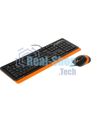 Комплект клавиатура+мышь A4Tech FStyler F1010 проводной, USB, 1600 DPI, чёрный/оранжевый