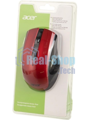 Мышь беспроводная Acer OMR032 черный/красный, 1600 dpi, радиоканал, USB, кнопки - 4