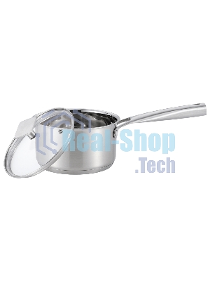 Ковш MAUNFELD FLORENCE MF18FR01SP из нержавеющей стали со стеклянной крышкой, 16 см, 1,8 л