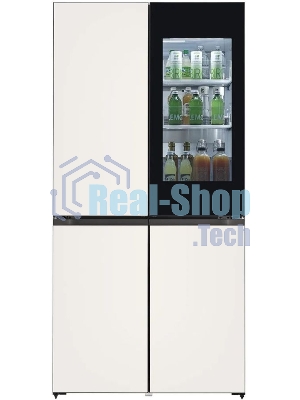 Холодильник LG GR-X24FQEKM бежевый трехкамерный 382/145л морозилка снизу, No Frost, Side by Side