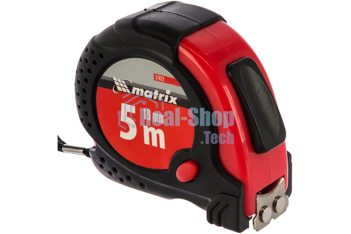 Рулетка Matrix Status magnet fixation, 5 м х 19 мм, обрезиненный корпус, зацеп с магнитом