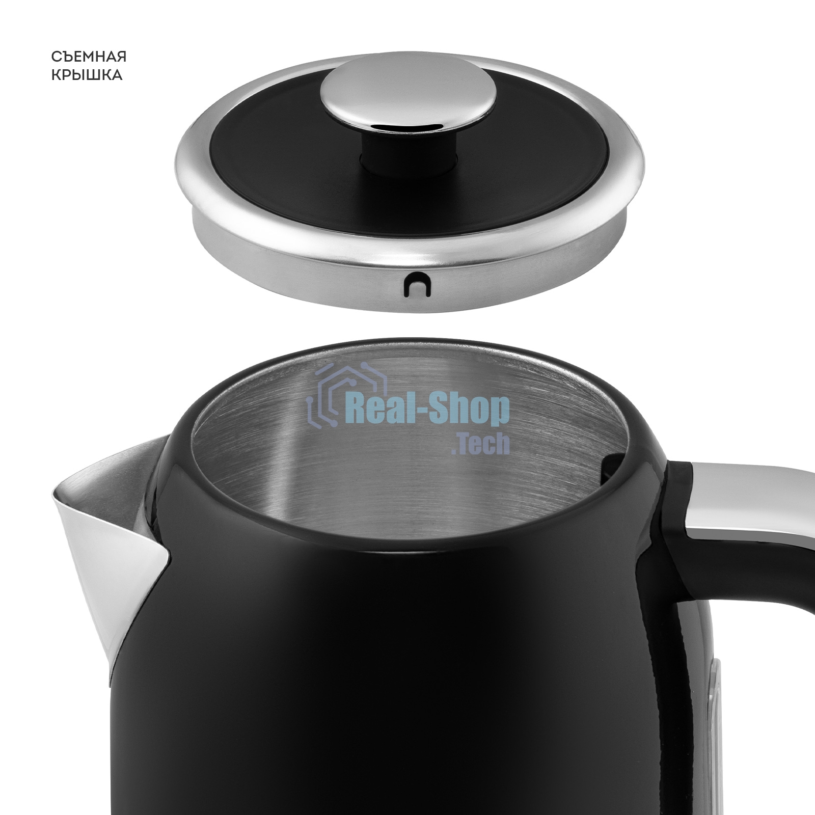 Чайник электрический Galaxy Line GL 0350, магия черного, металл, 2200 Вт, 1,7 л