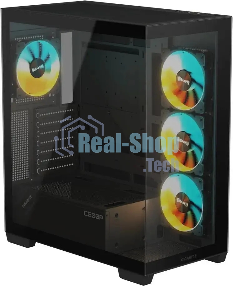 Компьютерный корпус Gigabyte Gb-C500P ST черный без БП ATX 3x120мм 6x140мм 2xUSB 3.0 1xUSB3.1 audio bott PSU