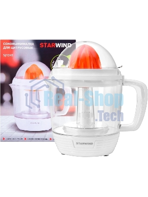 Соковыжималка цитрусовая Starwind SJ 1241 30Вт рез.сок.:1200мл. белый/прозрачный