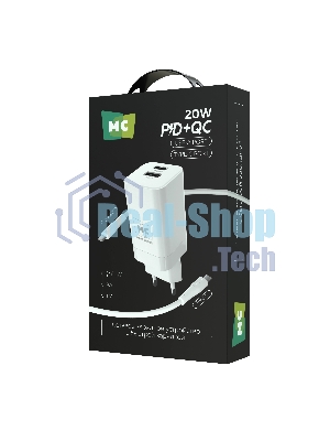 Сетевое зарядное устройство MORE CHOICE NC85a 1USB+1Type-C 3.0A PD 20W+QC3.0 Type-C Type-C, белый
