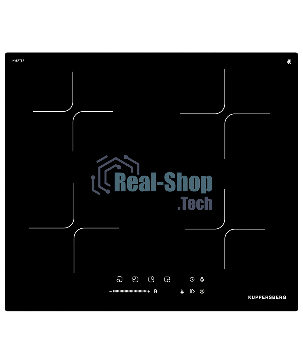 Индукционная варочная панель Kuppersberg ICI 607, High-Tech, индукция, 60 см, 4 зоны нагрева, 9 уровней мощности, inverter, таймер, пауза, Booster, слайдерное управление, черный
