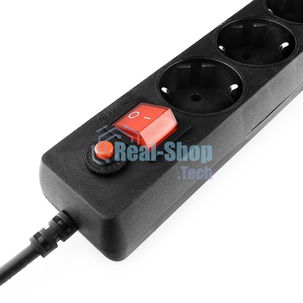 Сетевой фильтр Гарнизон ECL-5-B-1.4, 5 р, 10А, 1.4 м, ур.защиты 4, черный, пакет