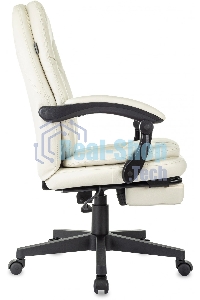 Кресло руководителя Бюрократ CH-868N-BF слоновая кость, эко.кожа, крестов. пластик, подст. для ног