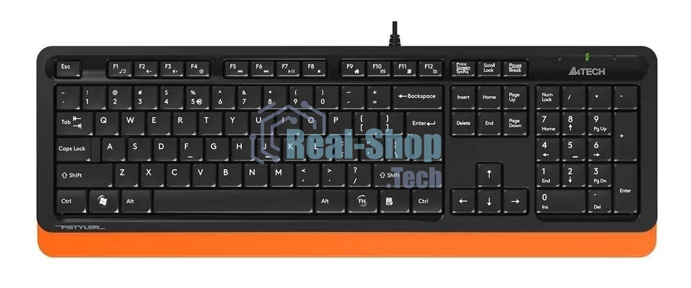 Комплект клавиатура+мышь A4Tech FStyler F1010 проводной, USB, 1600 DPI, чёрный/оранжевый
