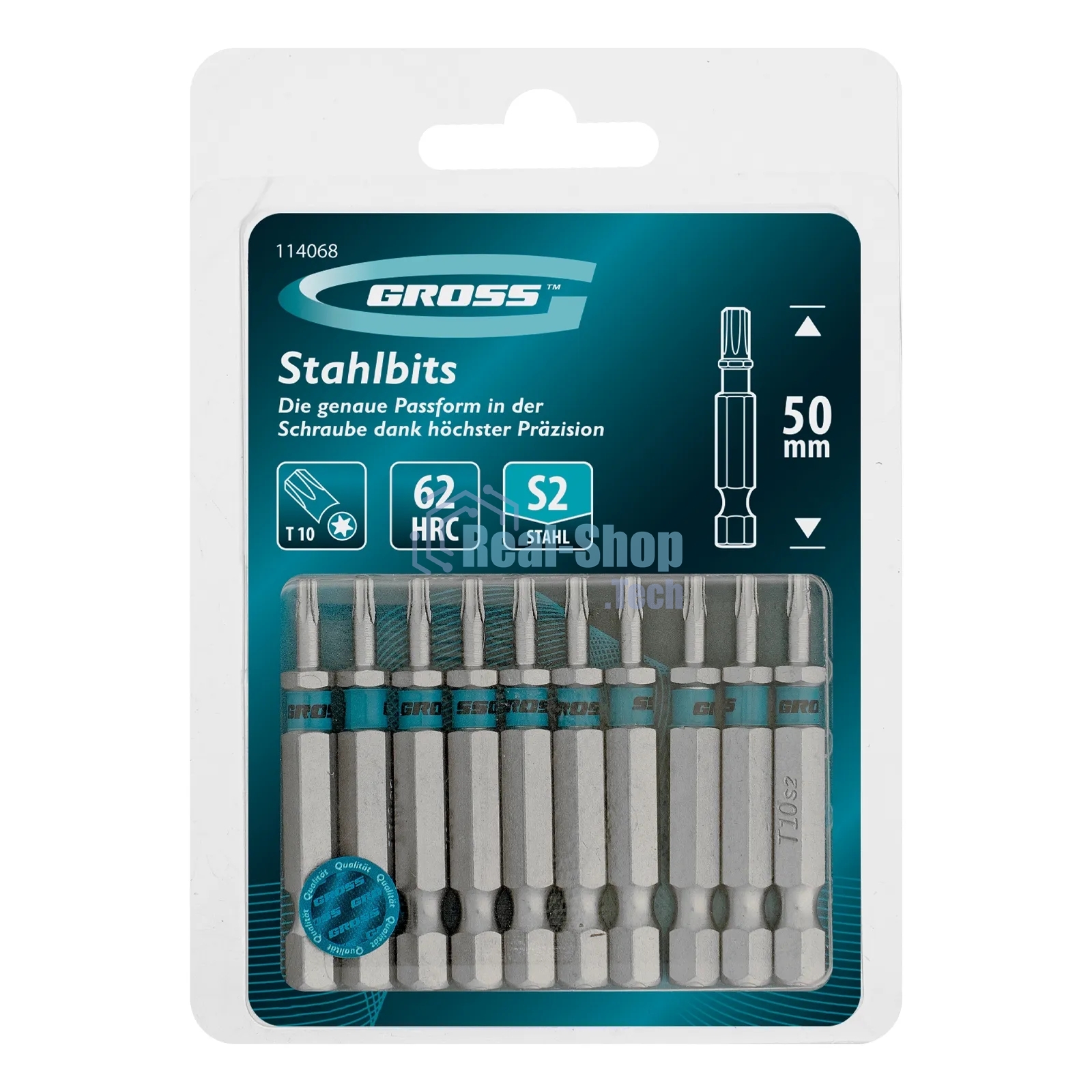 Бита Gross Torx 10х50 мм, сталь S2, шестигр., 10 шт.