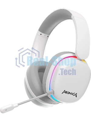 Гарнитура Marvo HG9070W Monka Echo RS белый, беспроводная + проводная, радиоканал, до 10 ч, подсветка, совместимость с PS5, Xbox