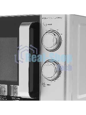 Микроволновая печь CASO M 20 Ecostyle Pro серебристый/черный, 20 л, 800 Вт, переключатели - поворотный механизм