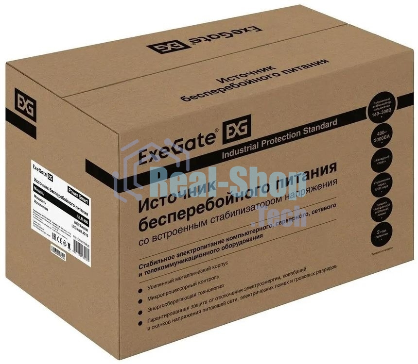 Источник бесперебойного питания ExeGate Power Smart ULB-800.LCD.AVR.4C13 / 800 ВА / 480 Вт / 4 x IEC 320 C13