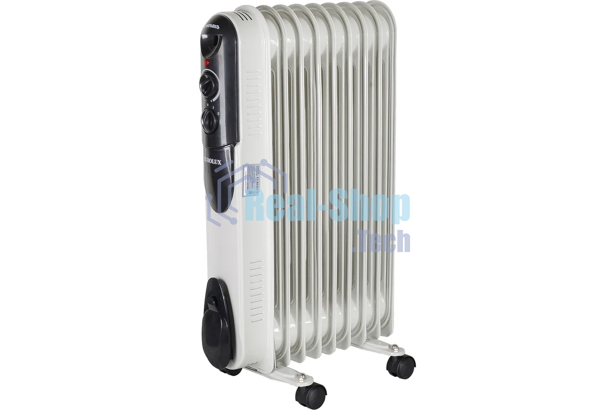 Обогреватель масляный EUROLUX ОМПТ-EU-9Н (9 секций) белый, 2000 Вт, 25 м2, термостат 67/3/19