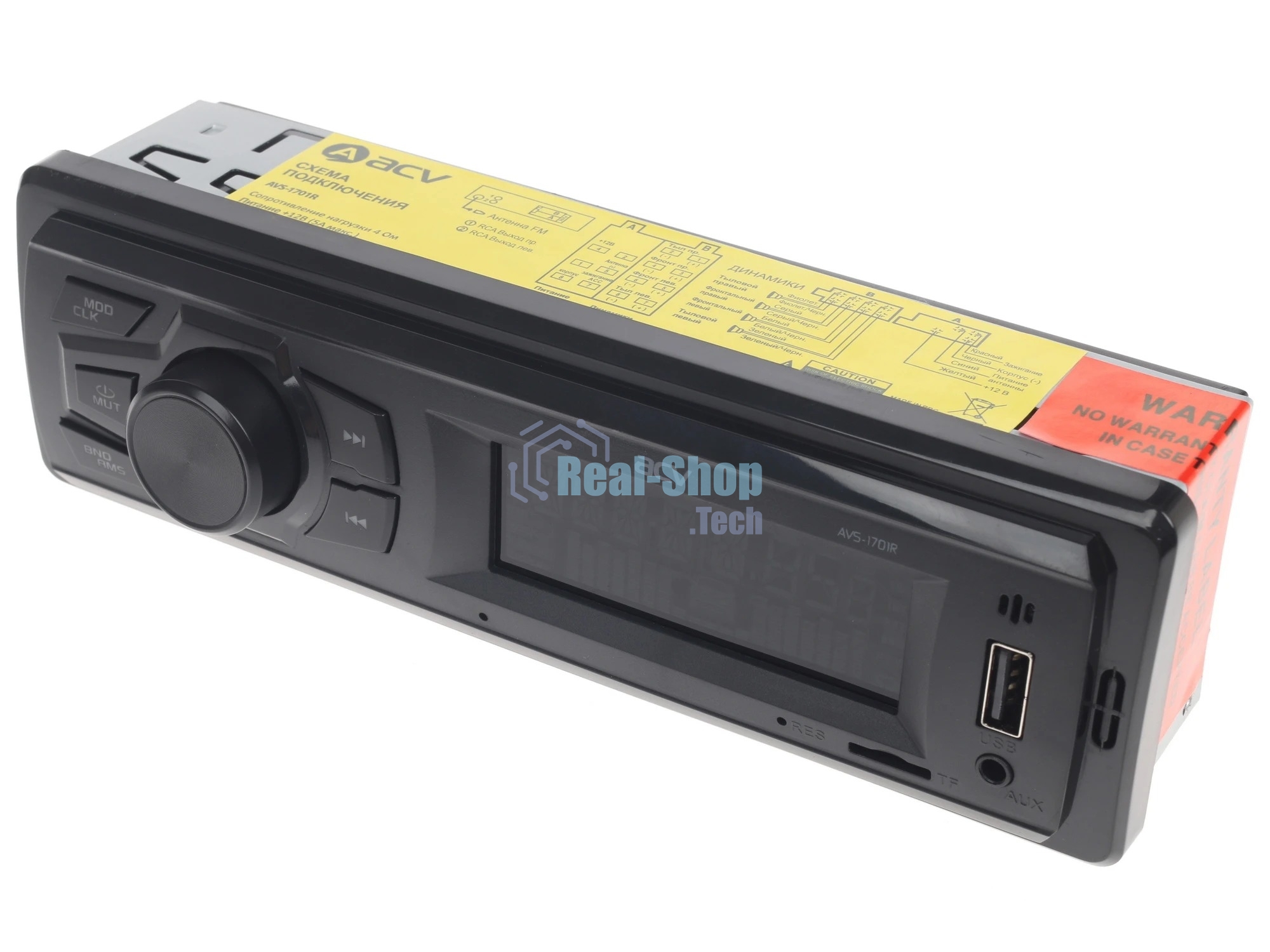 Автомагнитола ACV AVS-1701R, 1 DIN, USB Type-A, AUX