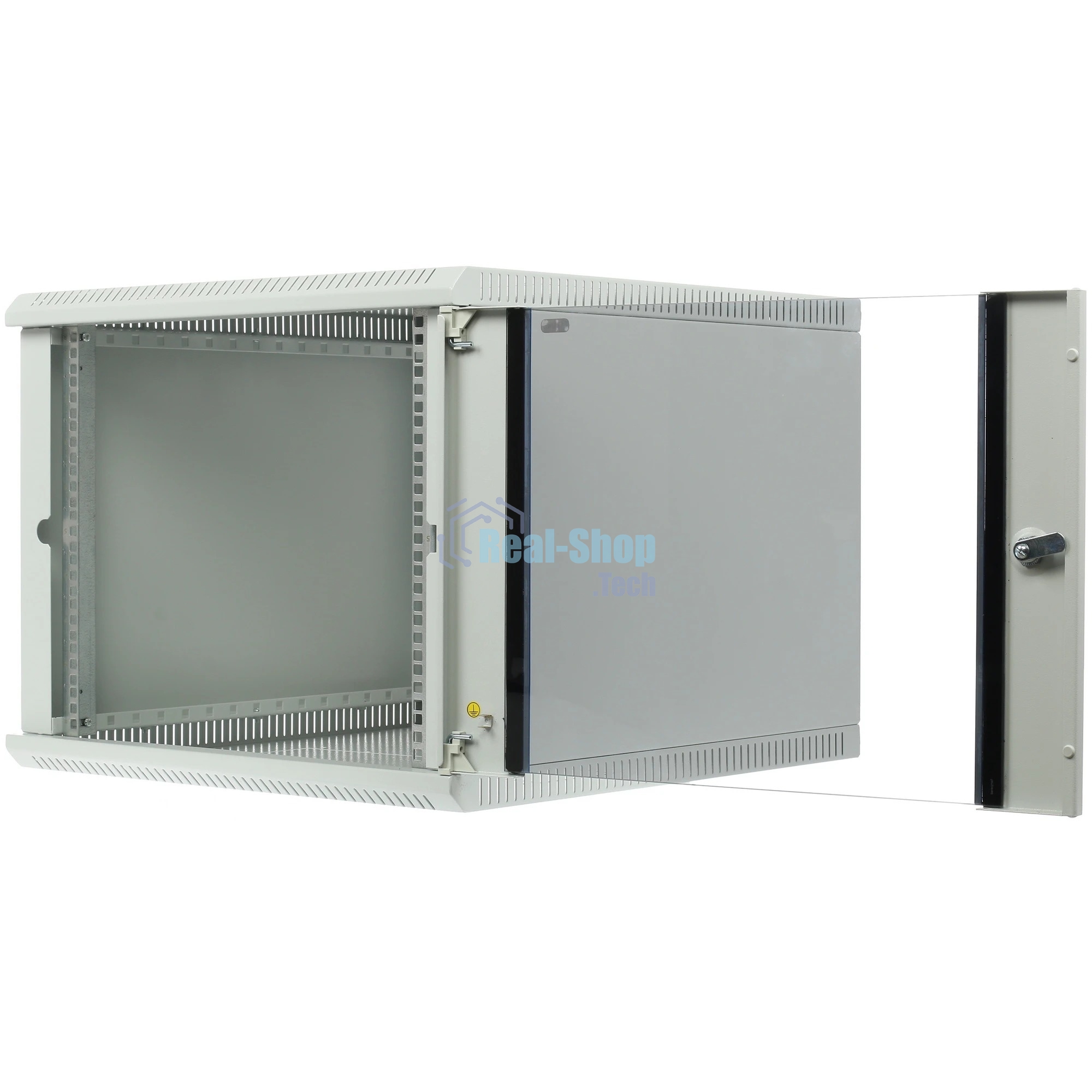 Шкаф настенный ЦМО ШРН-Э-9.650 9U 600x650мм пер.дв.стекл несъемные бок.пан. серый