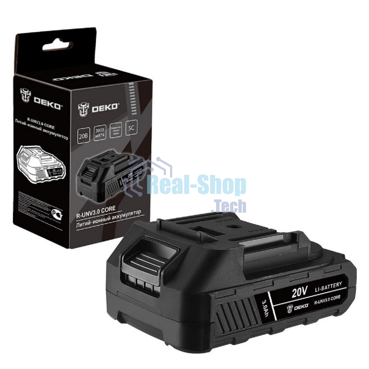 Аккумулятор DEKO R-UNV3.0 CORE, Li-ion, 20В, 3.0А*ч