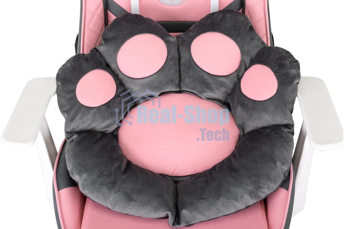 Кресло игровое Knight Catzy серый/розовый эко.кожа крестов. пластик пластик белый