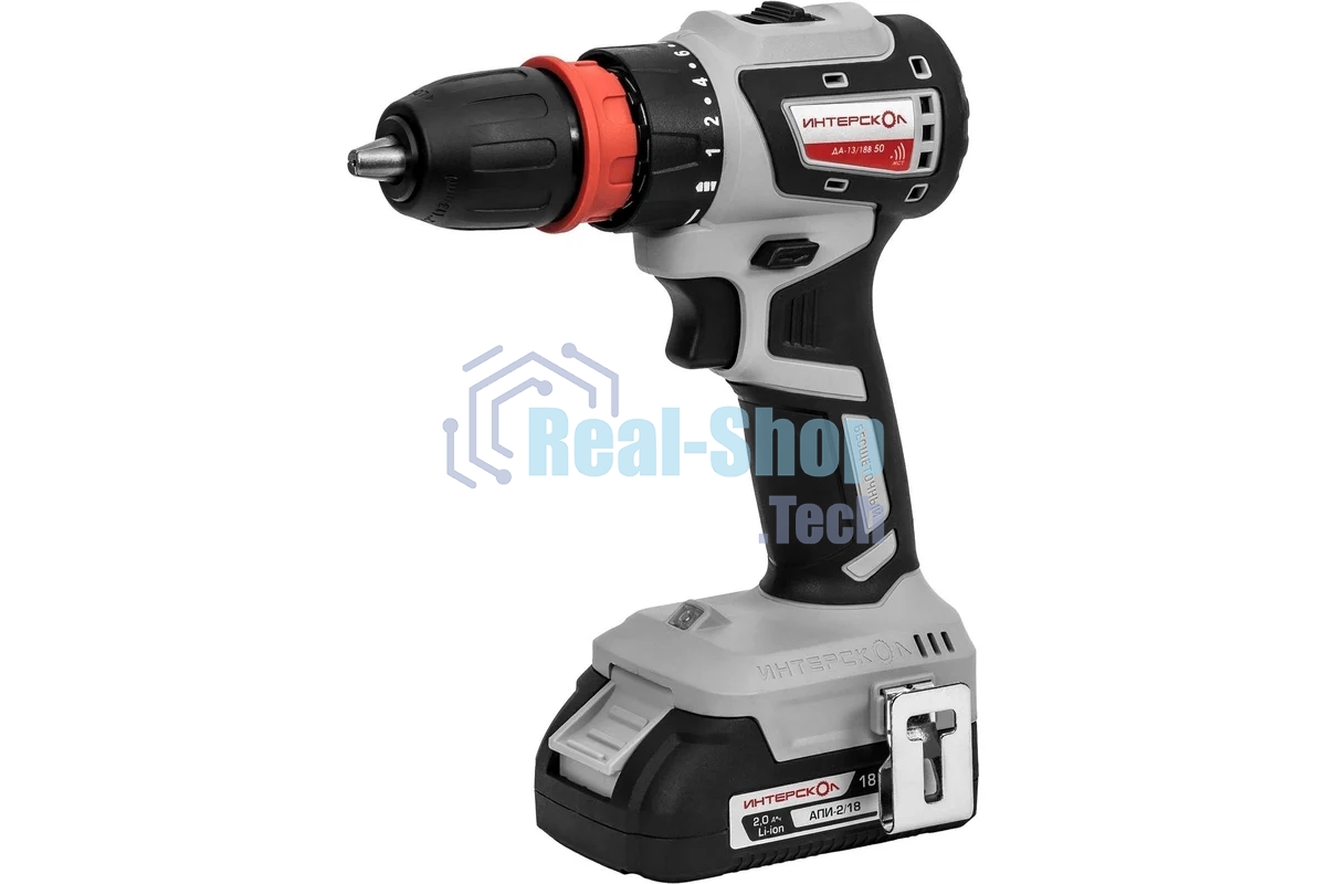 Дрель-шуруповерт аккумуляторная бесщеточная ИНТЕРСКОЛ КОМБИ ДА-13/18В 50 (2 АКБ 2 А·ч и ЗУ, кейс)