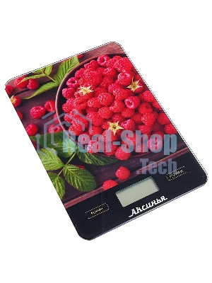 Весы кухонные электронные АКСИНЬЯ КС-6502 Сочная малина: 5 кг, стекло (Россия)(24)
