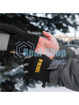 Перчатки универсальные Denzel двойные, работа с сенсорным экраном, вязаная манжета, размер 9