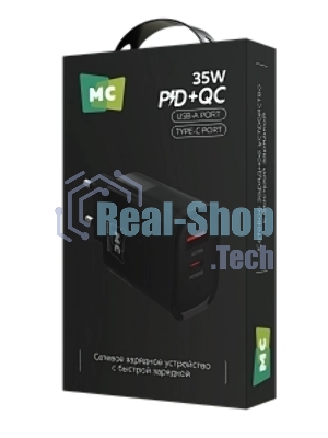 Сетевое зарядное устройство MORE CHOICE NC82 1USB+1Type-C 3.0A PD 35W+QC3.0 для Type-C Type-C черный