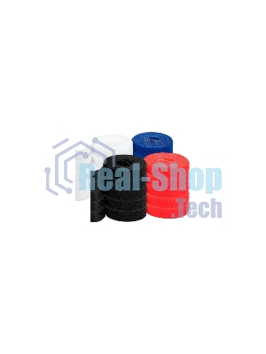 Рулон липучки Filum FL-CTR-15-1-RGB-20 ширина 15 мм, длина 1 м (комплект: 20 рул., по 5 рул. каждого цвета: синий, белый, красный, черный)