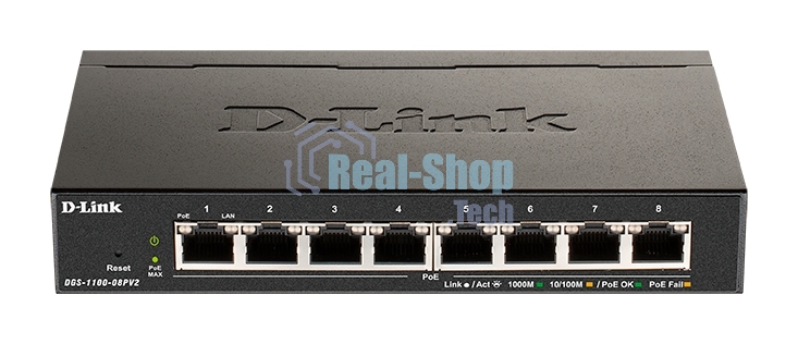 Коммутатор D-Link DGS-1100-08PV2/A4A, 8×1 Гбит/с, настраиваемый