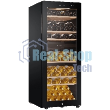 Винный шкаф Haier FWC77GDAE1 черный, 190 л, 2 отсека, 77 бут., класс A