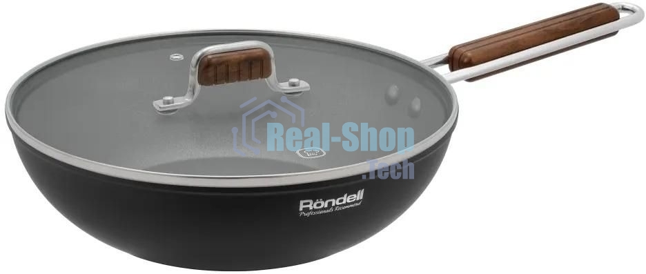 Сковорода ВОК Rondell Fjord RDA-1800, 28 см, с крышкой, черный