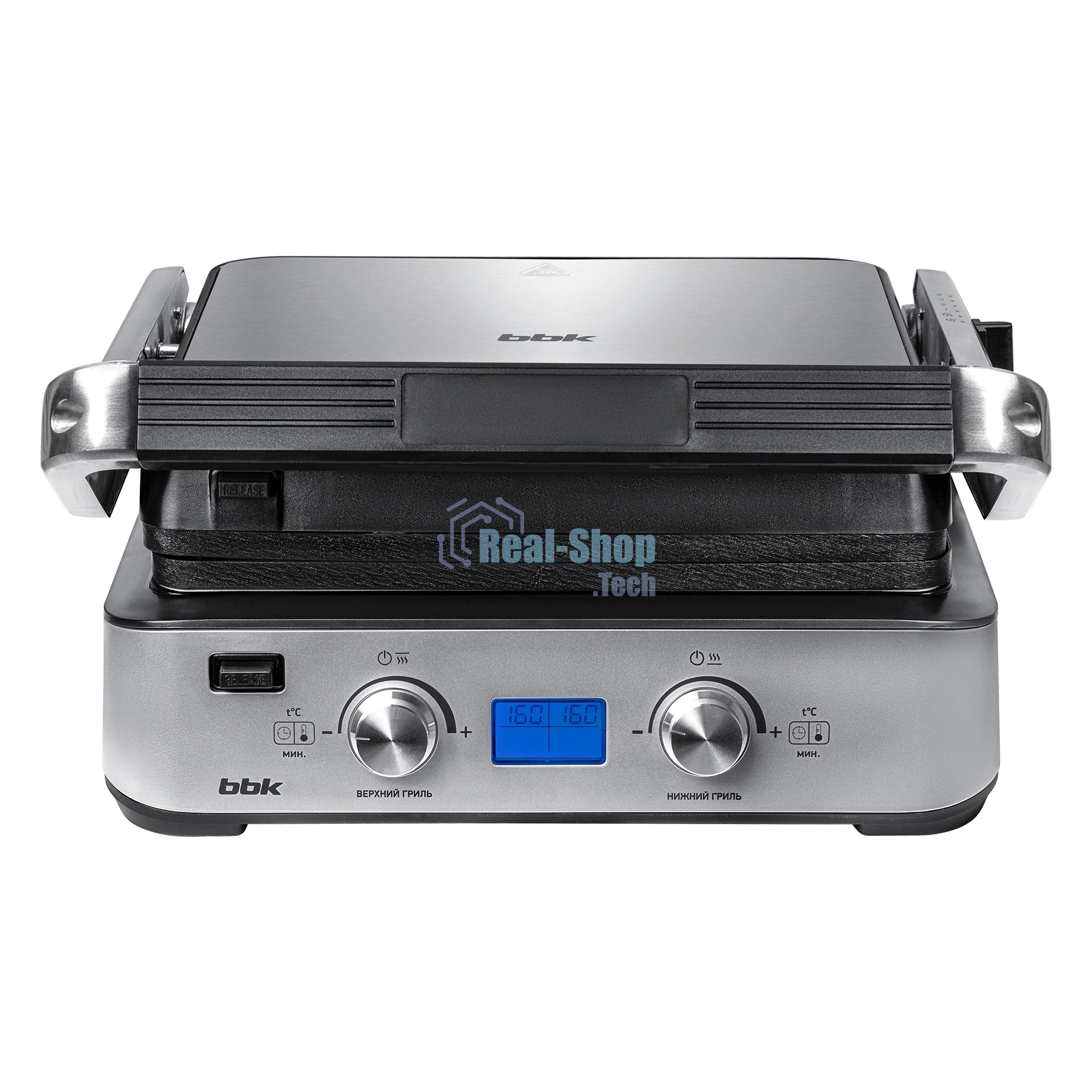 Гриль электрический BBK BEG2004 2000 Вт, черный/металлик