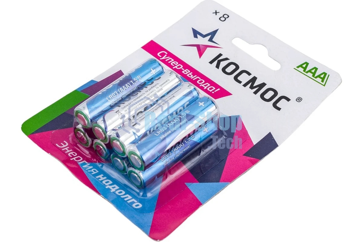 Элемент питания алкалиновый AAA/LR03 BP-8 (блист.8шт) Космос KOCLR03BL8