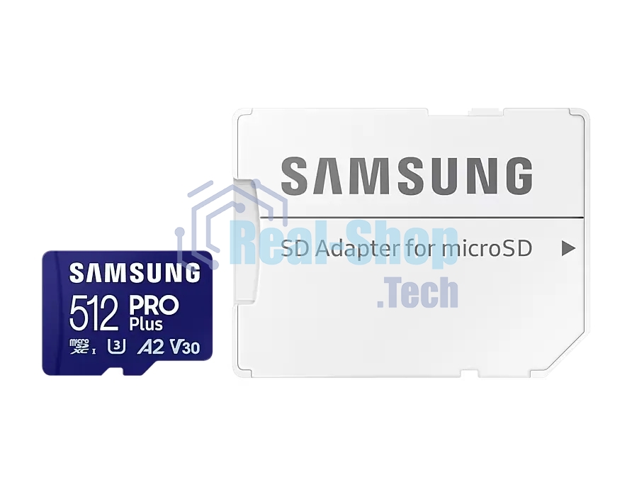 Флеш карта microSDXC 512GB Samsung PRO Plus Class 10, A2, V30, UHS-I (U3), W 130 МБ/с, R 180 МБ/с, MB-MD512SA/KR адаптер на SD