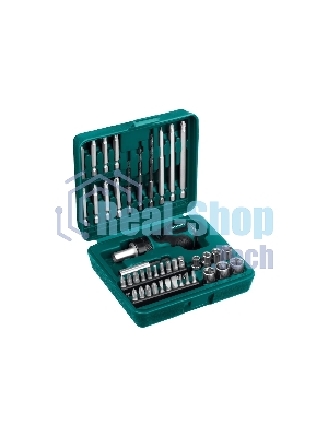 Набор KRAFTOOL Отвертка реверсивная с битами и торцевыми головками и сверлами, 43 предмета 25556-H43