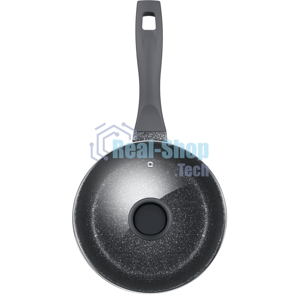 Ковш Maunfeld GRETA MF18GRTT01SP из литого алюминия со стеклянной крышкой, 18 см, 1,6 л