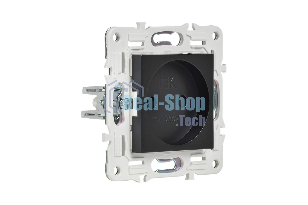 Розетка SKANDY 10А без заземл. без защ. шторок SK-R02Bl черный IEK SK-R10-10-K02