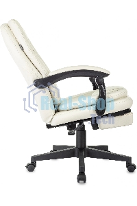 Кресло руководителя Бюрократ CH-868N-BF слоновая кость, эко.кожа, крестов. пластик, подст. для ног