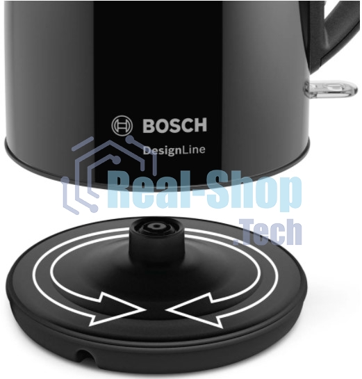 Чайник электрический Bosch TWK3P423 1.7 л, 2400 Вт, черный (корпус: нержавеющая сталь)