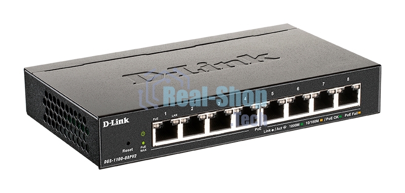 Коммутатор D-Link DGS-1100-08PV2/A4A, 8×1 Гбит/с, настраиваемый