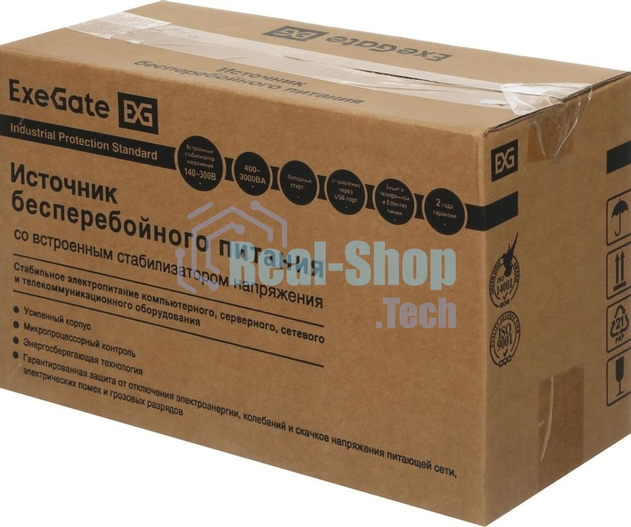 Источник бесперебойного питания ExeGate SpecialPro UNB-800.LED.AVR.4C13.RJ.USB / 800 ВА / 480 Вт / 4 x IEC 320 C13