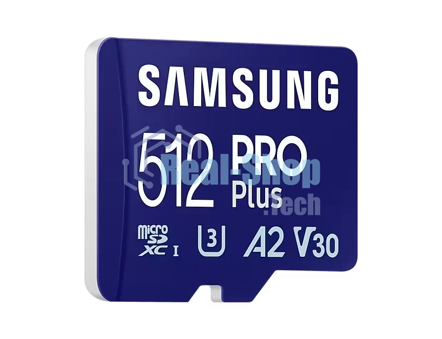 Флеш карта microSDXC 512GB Samsung PRO Plus Class 10, A2, V30, UHS-I (U3), W 130 МБ/с, R 180 МБ/с, MB-MD512SA/KR адаптер на SD