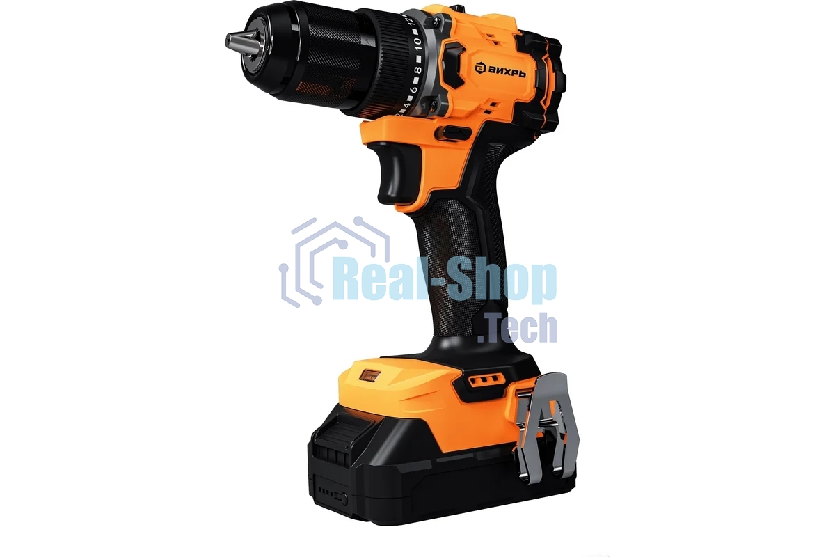 Дрель-шуруповерт аккумуляторная Вихрь ДА-20Л-2К/БП 72/14/67, Аккумуляторная, 20В, 2 АКБ, Кейс