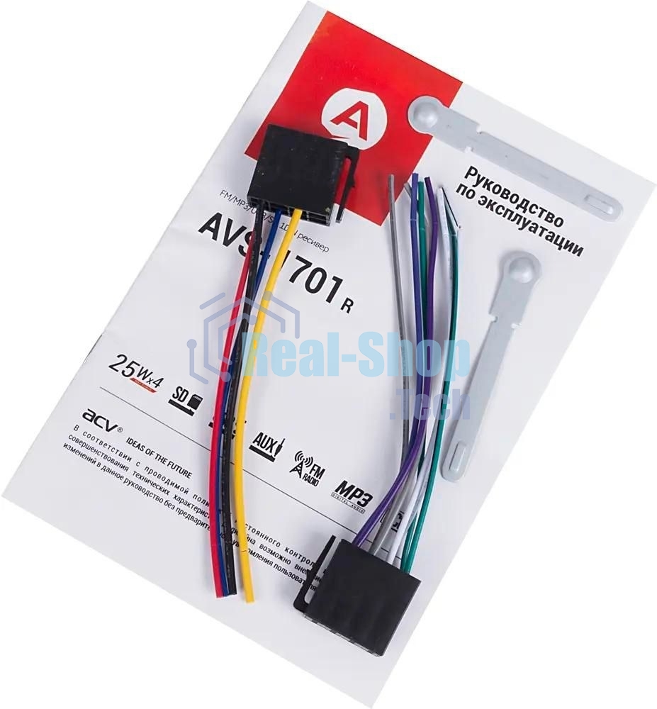Автомагнитола ACV AVS-1701R, 1 DIN, USB Type-A, AUX