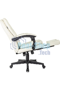 Кресло руководителя Бюрократ CH-868N-BF слоновая кость, эко.кожа, крестов. пластик, подст. для ног