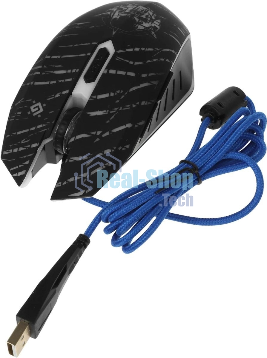 Мышь проводная Defender Dark Agent GM-590L черный, 12800 dpi, USB, кнопки - 6