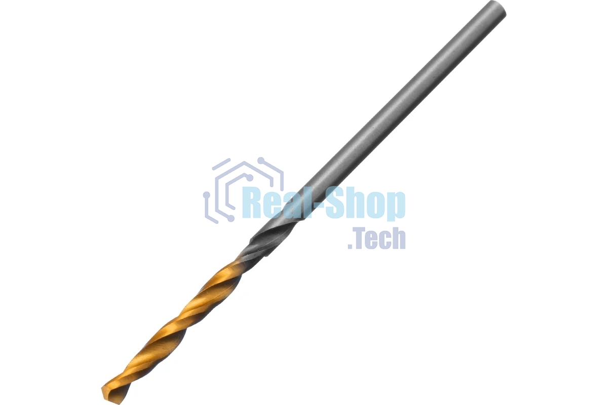 Сверло спиральное по металлу Denzel 2 x 49мм, Р6М5, Golden Tip, 2 шт.