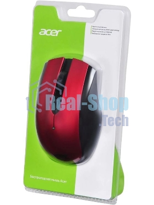Мышь беспроводная Acer OMR032 черный/красный, 1600 dpi, радиоканал, USB, кнопки - 4