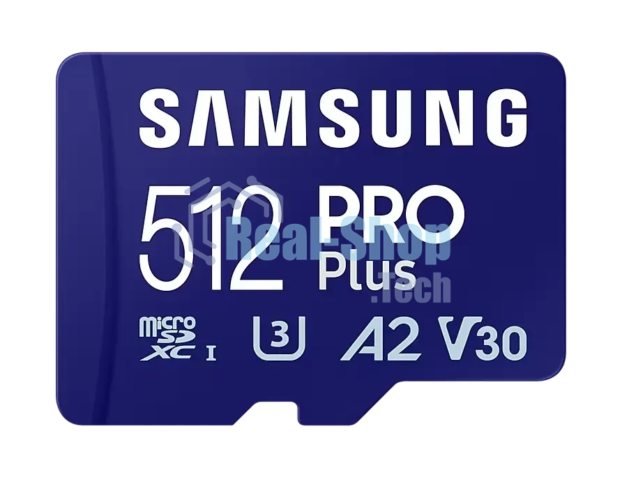 Флеш карта microSDXC 512GB Samsung PRO Plus Class 10, A2, V30, UHS-I (U3), W 130 МБ/с, R 180 МБ/с, MB-MD512SA/KR адаптер на SD
