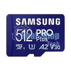 Флеш карта microSDXC 512GB Samsung PRO Plus Class 10, A2, V30, UHS-I (U3), W 130 МБ/с, R 180 МБ/с, MB-MD512SA/KR адаптер на SD
